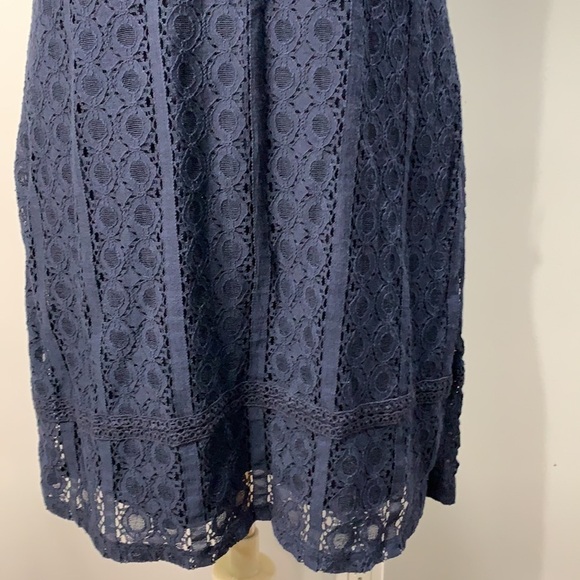 NWT- Jodi Kristopher Navy High Neck Crochet/Lace Dress - Picture 6 of 7